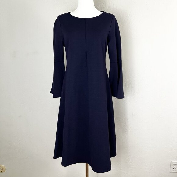 Isabella Oliver Natalia Kick Dress Bell Sleeve Navy Blue Maternity Size 3 = US 8 - Picture 1 of 13